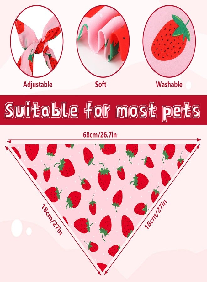 FYSUIMU 2Pcs Fruit Dog Bandana Strawberry Orange Triangle Pet Scarf Pink Blue Reversible Adjustable Pet Neckerchief Dog Bib for Medium Large Dog Cat Costume Accessories - Image 2